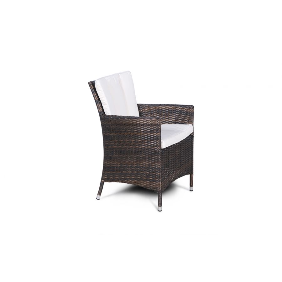 Savannah Fire Pit 4 Seater Square Rattan Dining Set - Brown
