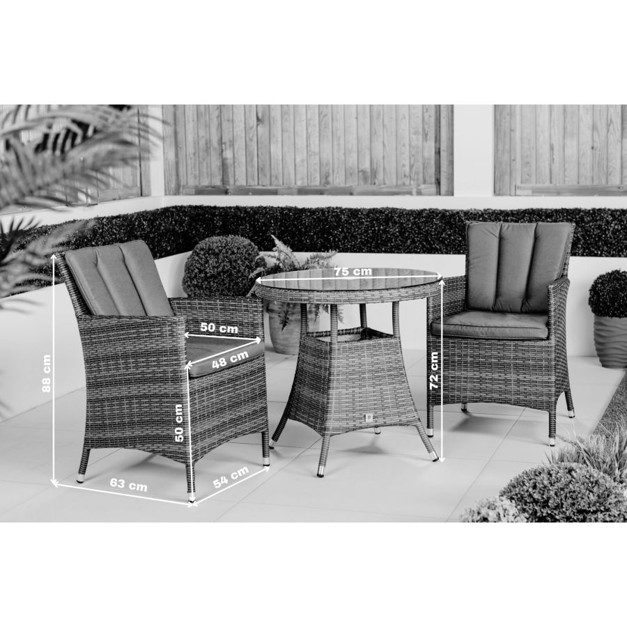 Savannah Round Patio Bistro Table and Chairs Set - Brown