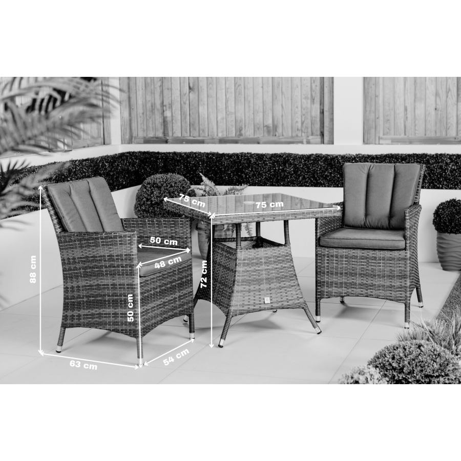 Savannah Square Patio Bistro Table and Chairs Set - Brown