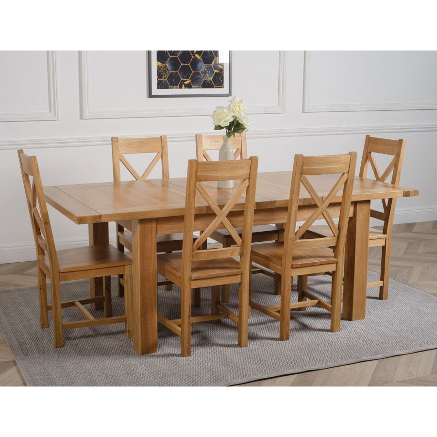 Seattle Oak Extending Dining Table with 6 Berkeley Oak ...