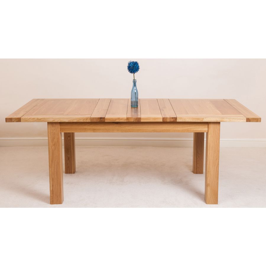 Seattle Oak Extending Dining Table and 8 Montana Burgundy Leather Dining Chairs