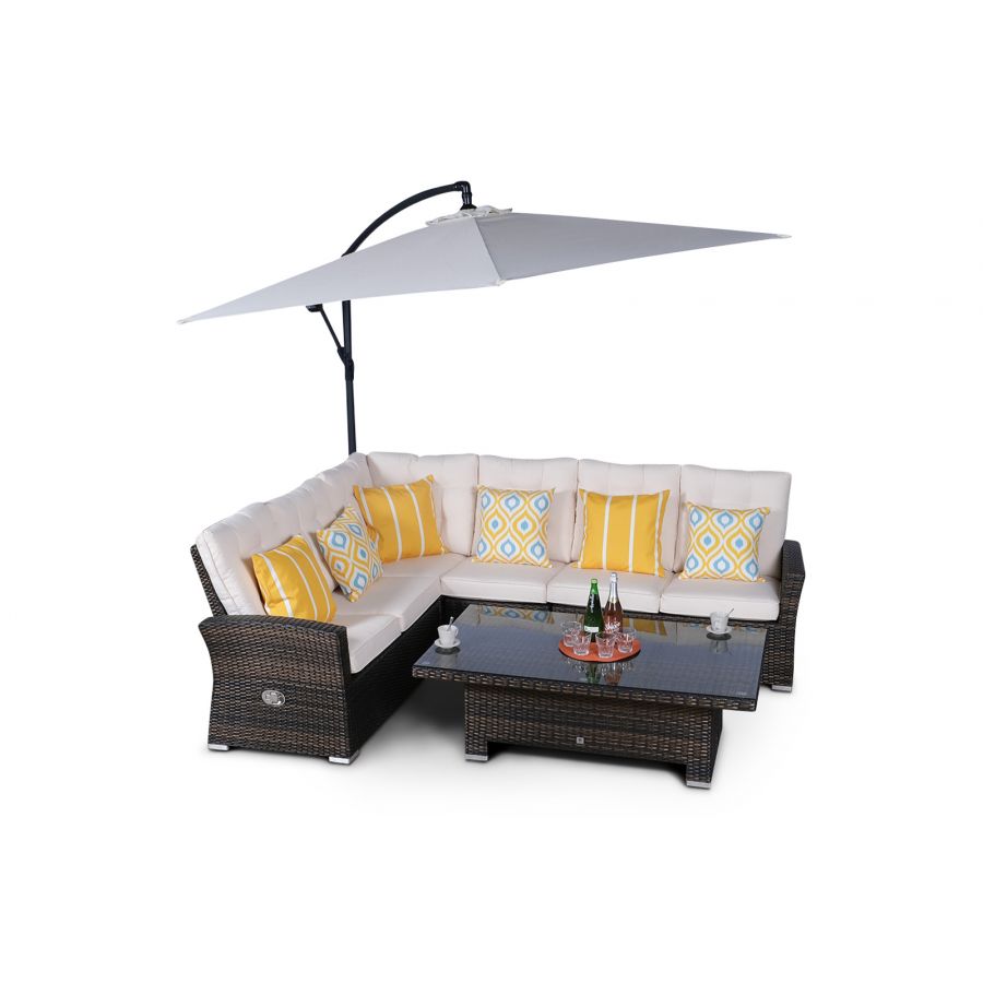 Seville Modular Rattan Corner Sofa Dining Set - Brown
