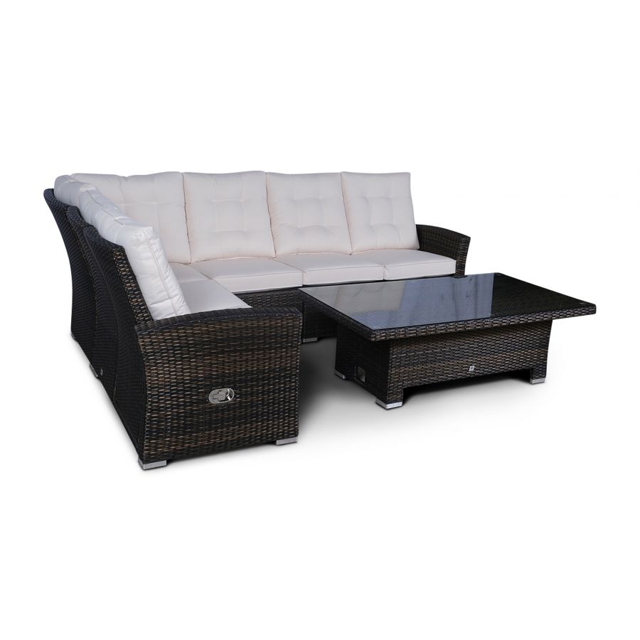Seville Modular Rattan Corner Sofa Dining Set Brown