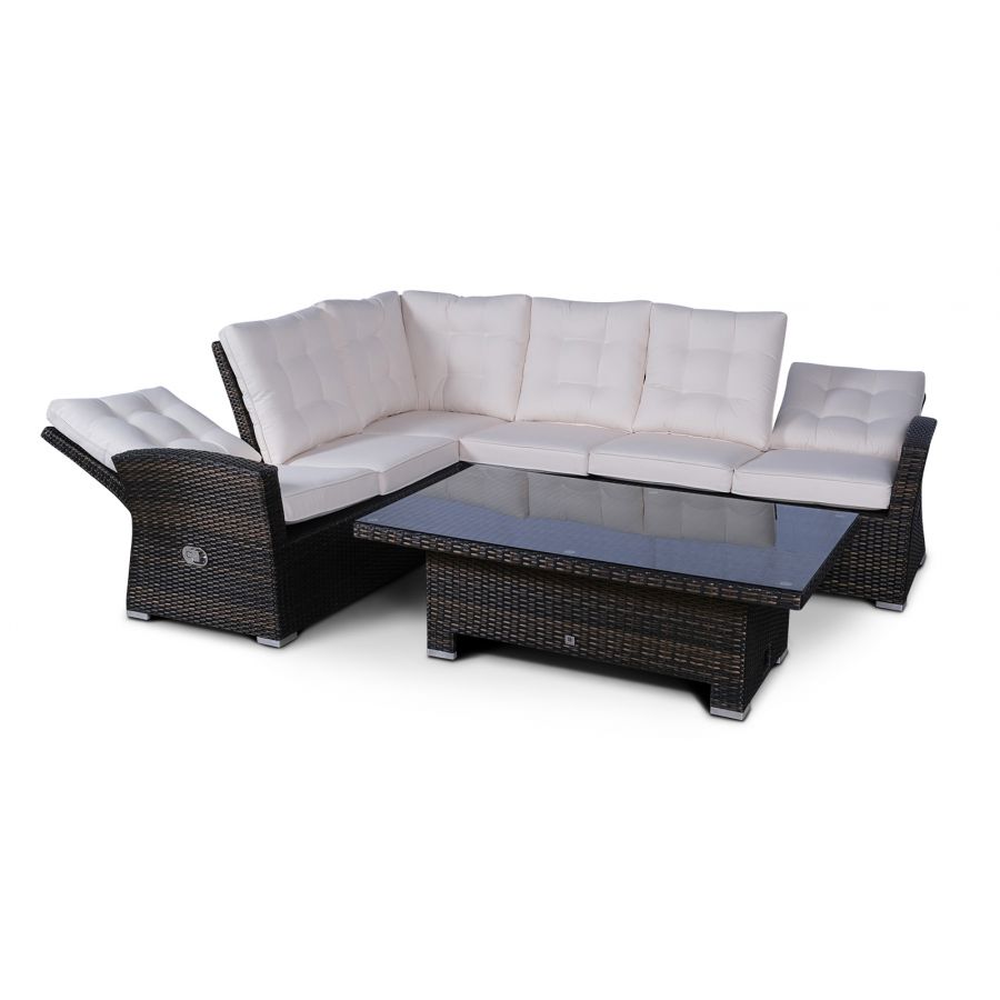 Seville Modular Rattan Corner Sofa Dining Set - Brown