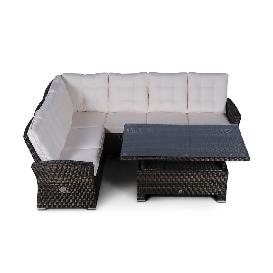 Seville Modular Rattan Corner Sofa Dining Set - Brown