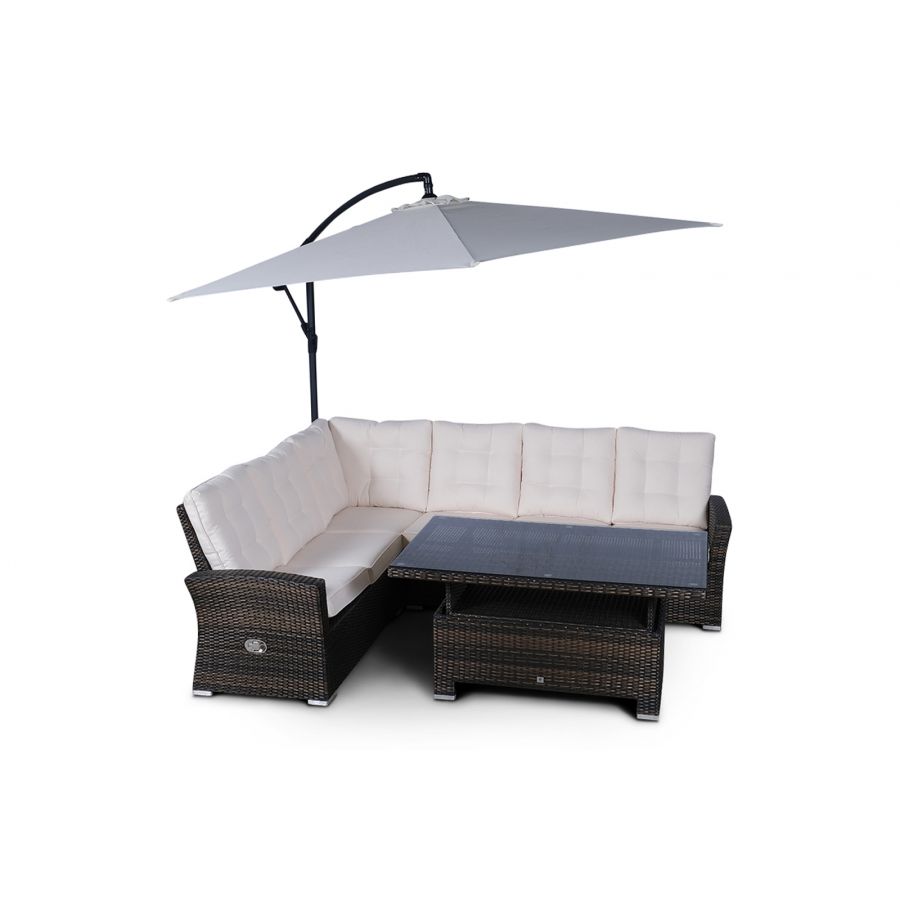 Seville Modular Rattan Corner Sofa Dining Set Brown