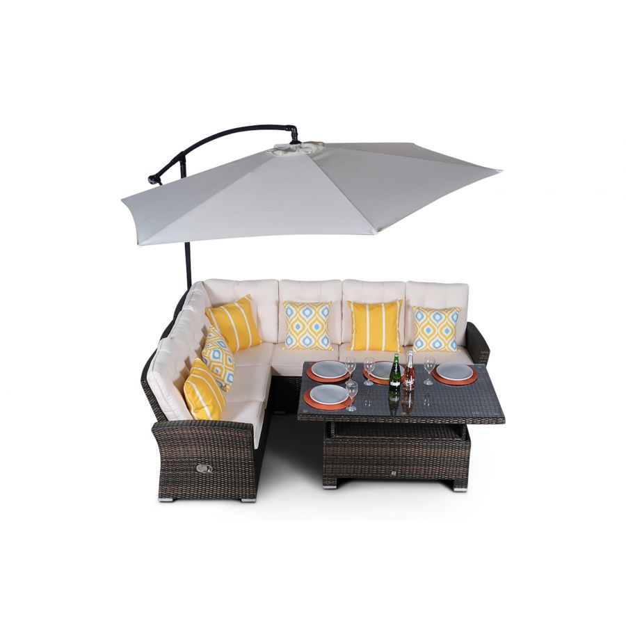 Seville Modular Rattan Corner Sofa Dining Set - Brown