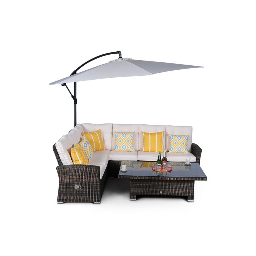Seville Modular Rattan Corner Sofa Dining Set - Brown