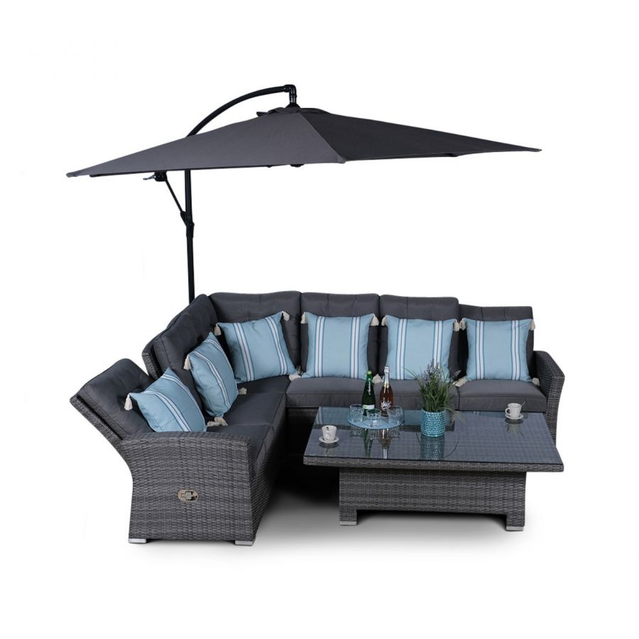 Seville Modular Rattan Corner Sofa Dining Set - Grey