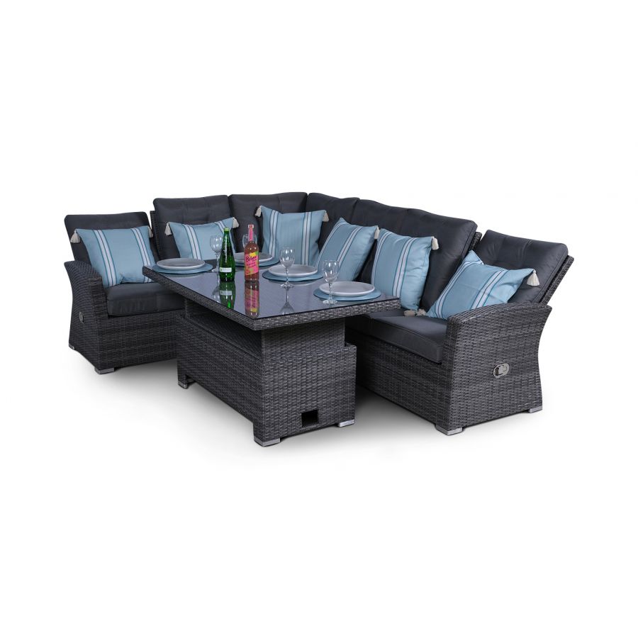 Seville Modular Rattan Corner Sofa Dining Set - Grey