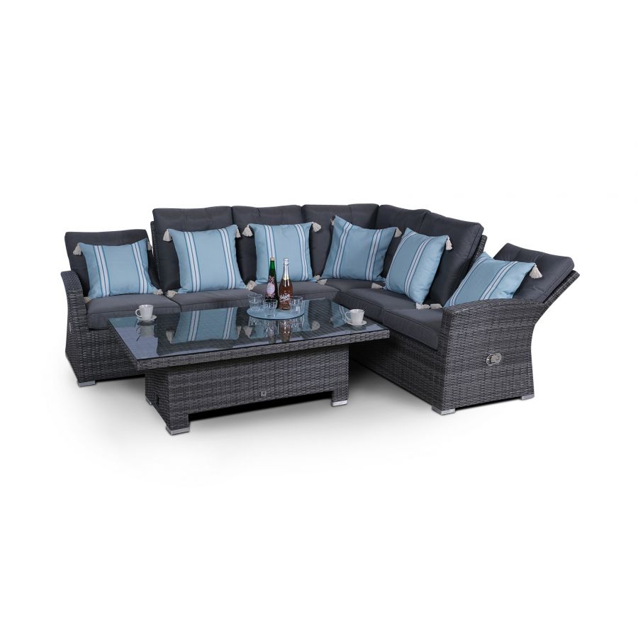 Seville Modular Rattan Corner Sofa Dining Set - Grey