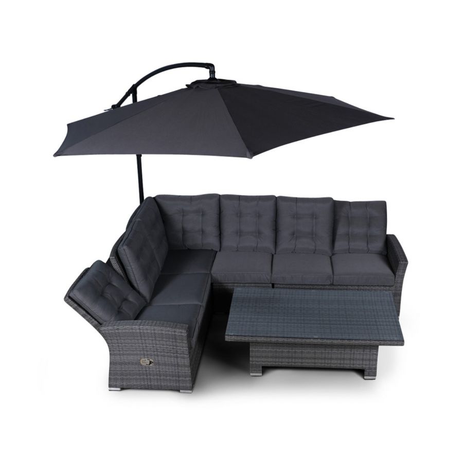 Seville Modular Rattan Corner Sofa Dining Set - Grey