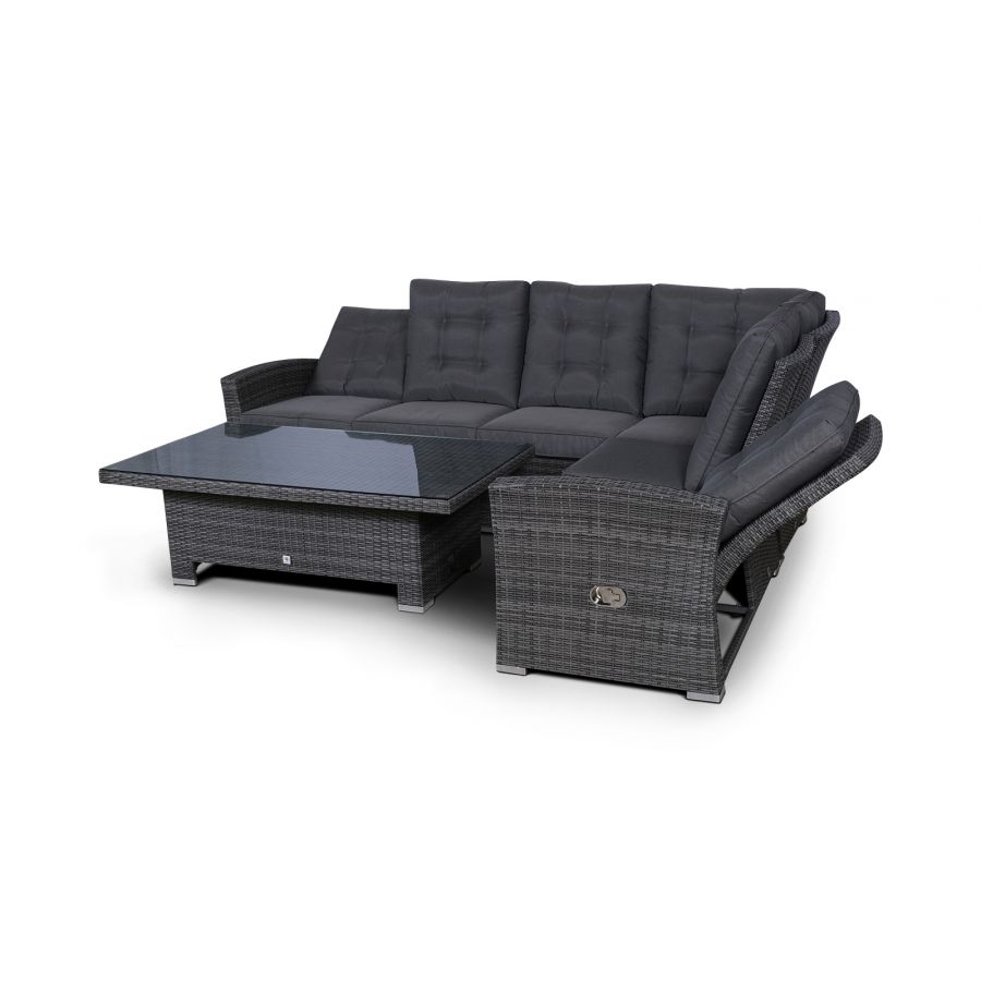 Seville Modular Rattan Corner Sofa Dining Set - Grey