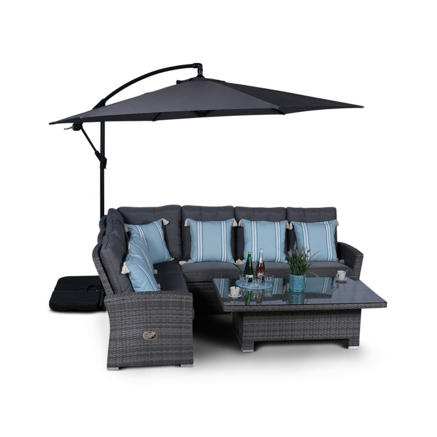 Seville Modular Rattan Corner Sofa Dining Set - Grey