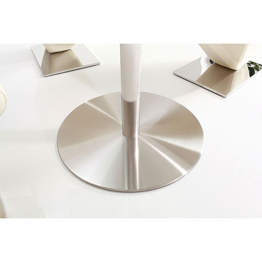 Target Round Glass Dining Table & 2 Elsa Ivory Leather Chairs