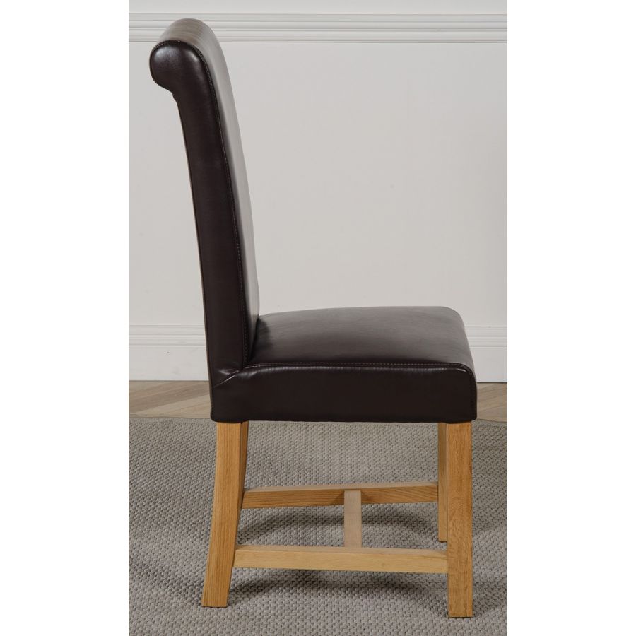 Washington Brown Leather Dining Chairs, Leather High Back Dining Chairs