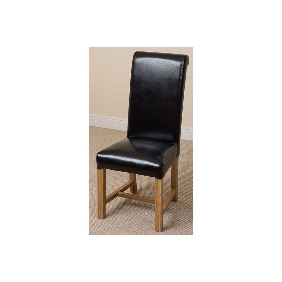 Seattle Oak Extending Dining Table and 4 Washington Black Leather Dining Chairs