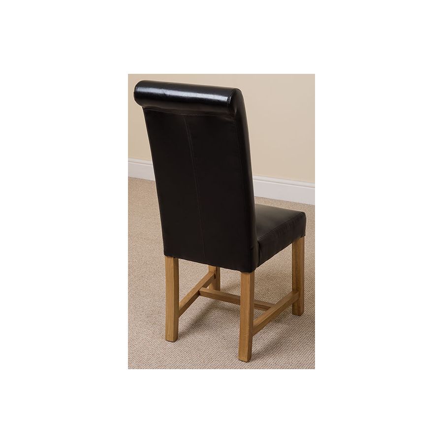 Seattle Oak Extending Dining Table and 4 Washington Black Leather Dining Chairs