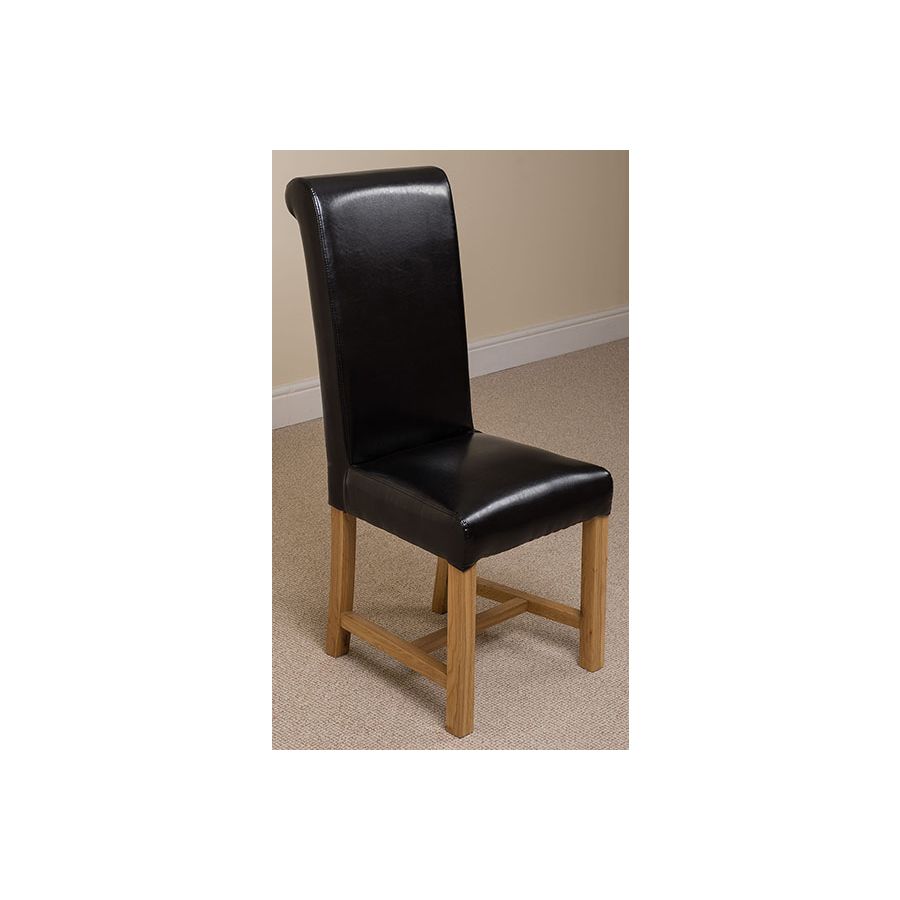 Seattle Oak Extending Dining Table and 4 Washington Black Leather Dining Chairs