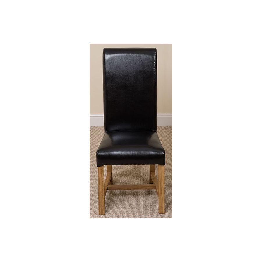 Seattle Oak Extending Dining Table and 4 Washington Black Leather Dining Chairs