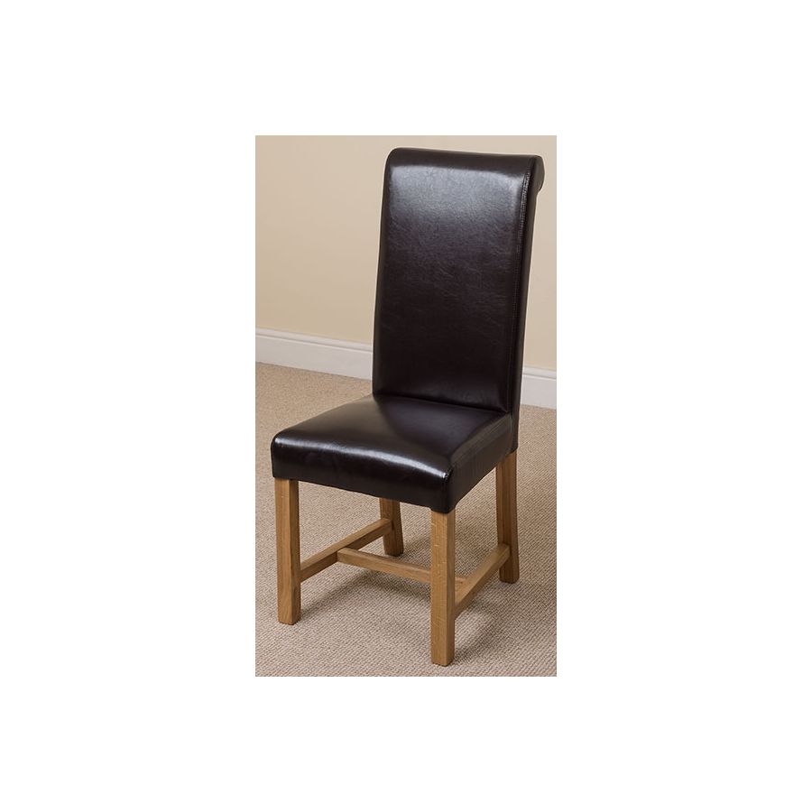 Seattle Oak Extending Dining Table and 4 Washington Brown Leather Dining Chairs