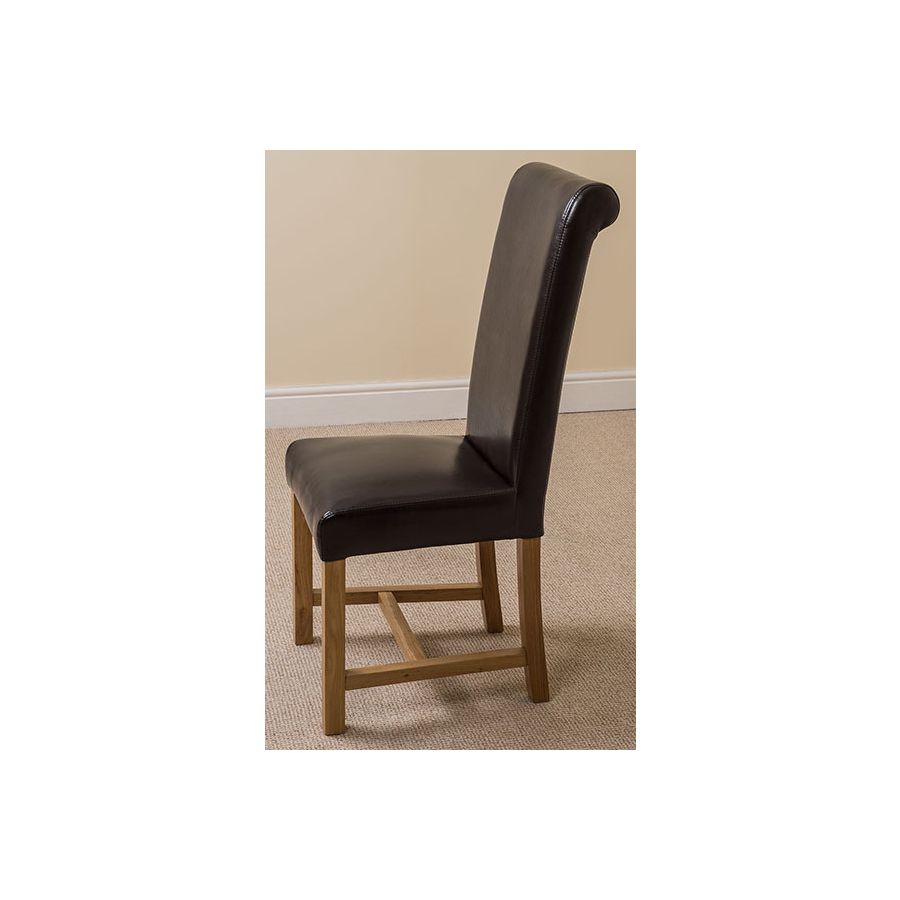 Seattle Oak Extending Dining Table and 4 Washington Brown Leather Dining Chairs