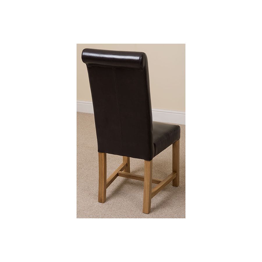 Seattle Oak Extending Dining Table and 4 Washington Brown Leather Dining Chairs