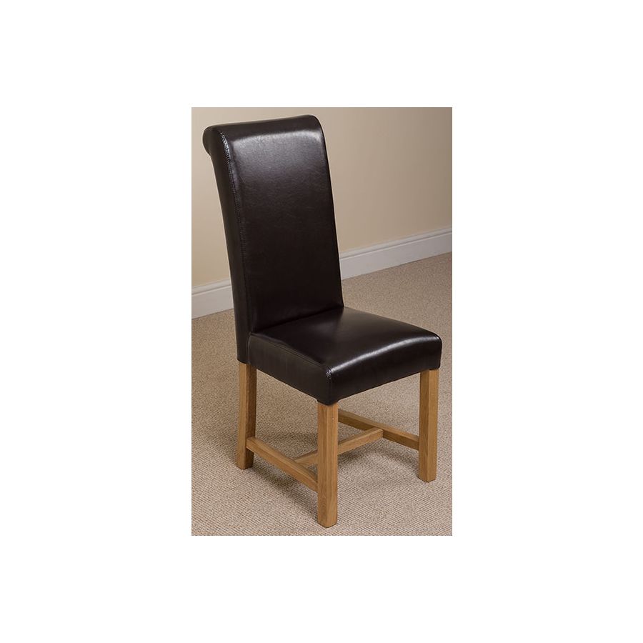 Seattle Oak Extending Dining Table and 4 Washington Brown Leather Dining Chairs