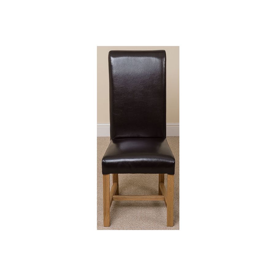 Seattle Oak Extending Dining Table and 4 Washington Brown Leather Dining Chairs