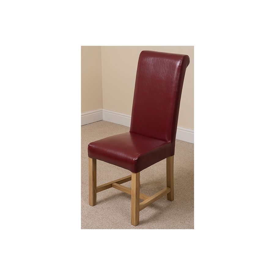 Seattle Oak Extending Dining Table and 4 Washington Burgundy Leather Dining Chairs