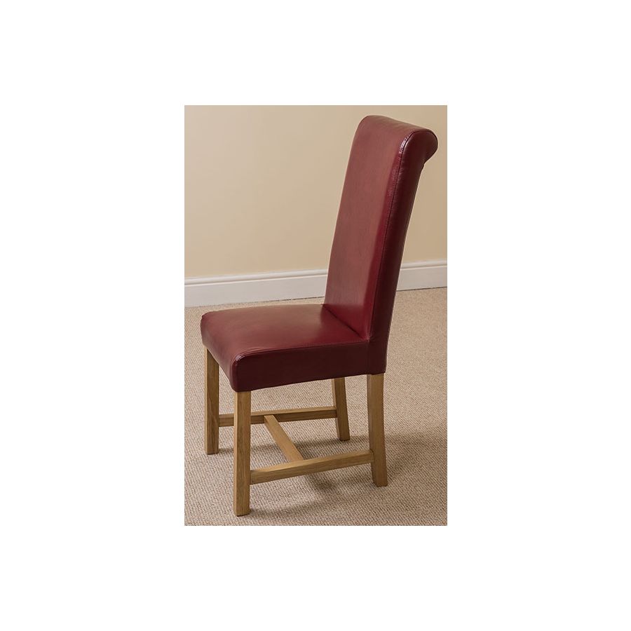 Seattle Oak Extending Dining Table and 4 Washington Burgundy Leather Dining Chairs