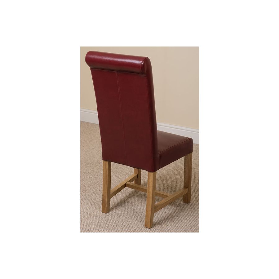 Seattle Oak Extending Dining Table and 4 Washington Burgundy Leather Dining Chairs