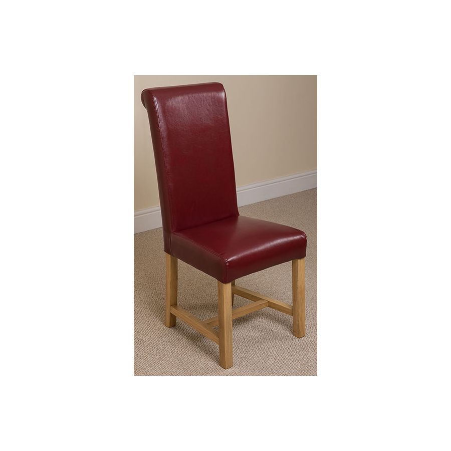 Seattle Oak Extending Dining Table and 4 Washington Burgundy Leather Dining Chairs