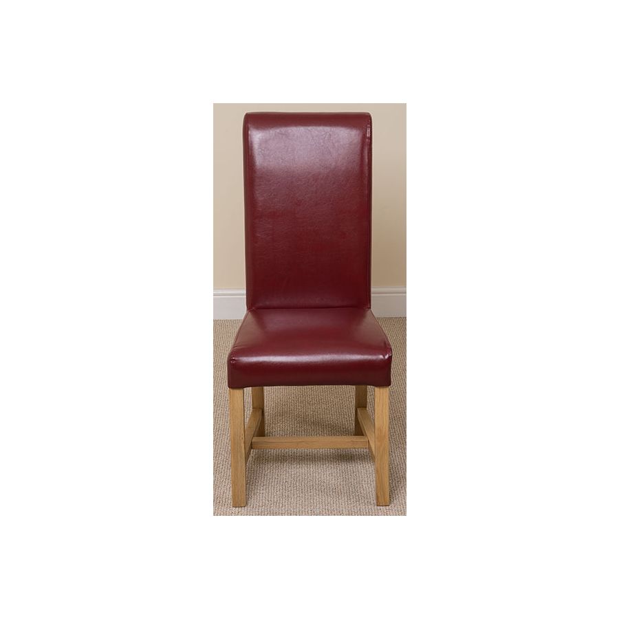 Seattle Oak Extending Dining Table and 4 Washington Burgundy Leather Dining Chairs
