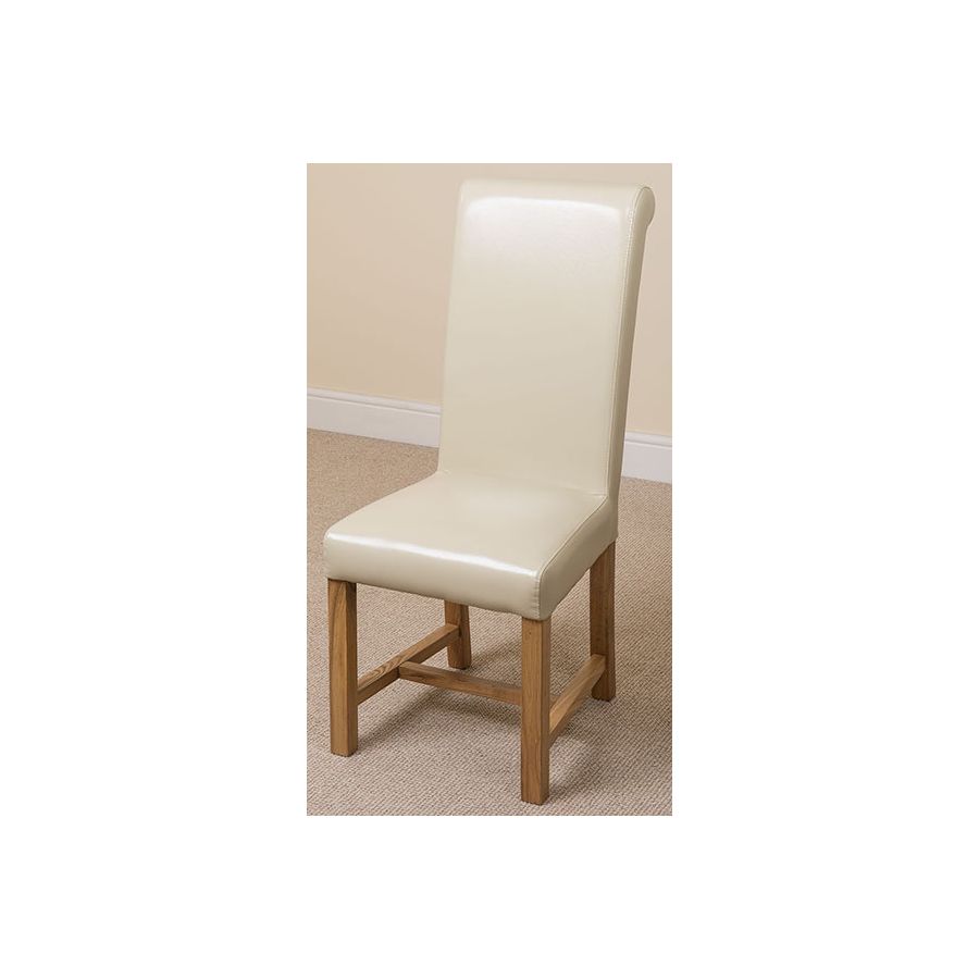 Oslo 90 x 90cm Small Square Oak Dining Set with 4 Washington Ivory Leather Chairs