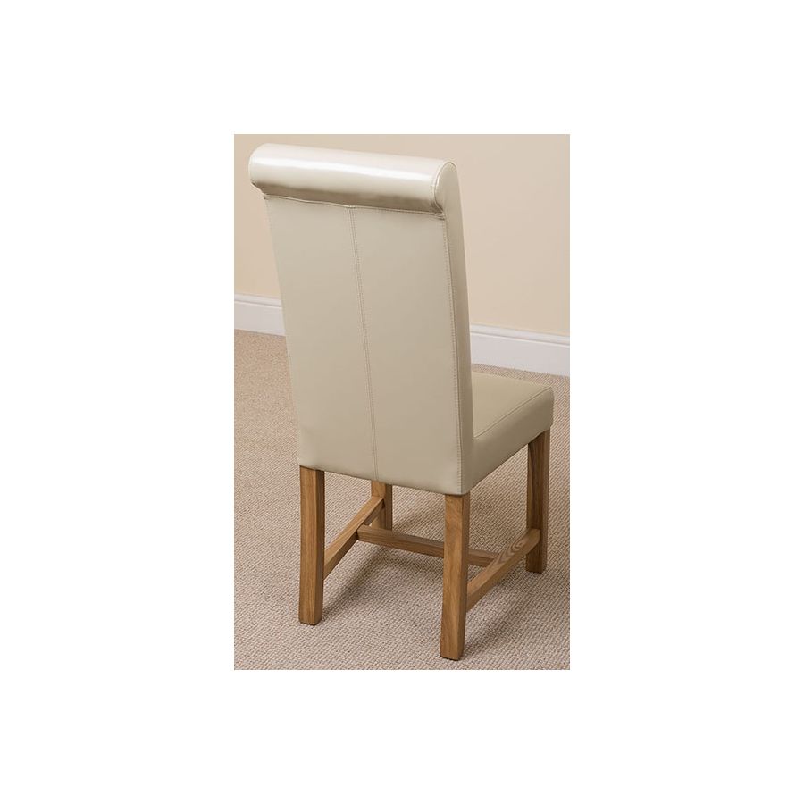 Oslo 90 x 90cm Small Square Oak Dining Set with 4 Washington Ivory Leather Chairs