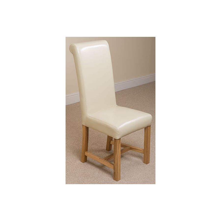 Oslo 90 x 90cm Small Square Oak Dining Set with 4 Washington Ivory Leather Chairs