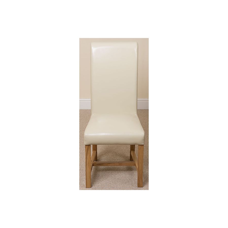 Oslo 90 x 90cm Small Square Oak Dining Set with 4 Washington Ivory Leather Chairs